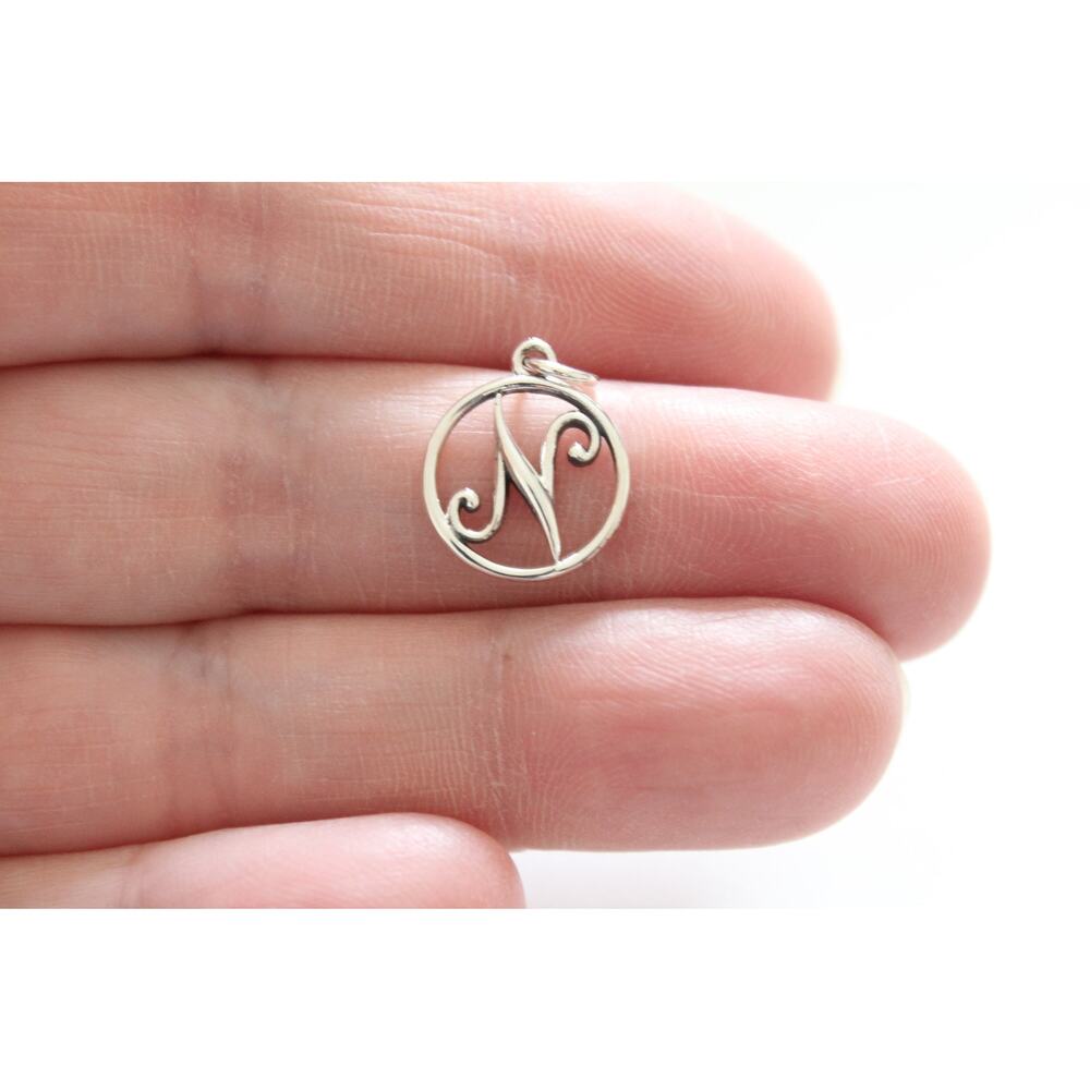 Sterling Silver Rustic Cursive Initial Charm Lett… - image 3